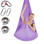 Indoor Anti-gravity Yoga Knot-free Aerial Yoga Hammock with Buckle / Extension Strap, Size: 400x280cm(Light Purple)