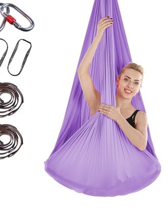 Indoor Anti-gravity Yoga Knot-free Aerial Yoga Hammock with Buckle / Extension Strap, Size: 400x280cm(Light Purple)