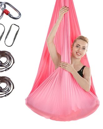 Indoor Anti-gravity Yoga Knot-free Aerial Yoga Hammock with Buckle / Extension Strap, Size: 400x280cm(Pink)