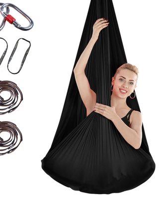 Indoor Anti-gravity Yoga Knot-free Aerial Yoga Hammock with Buckle / Extension Strap, Size: 400x280cm(Black)