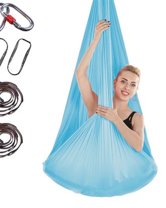 Indoor Anti-gravity Yoga Knot-free Aerial Yoga Hammock with Buckle / Extension Strap, Size: 400x280cm(Lake Blue)