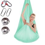 Indoor Anti-gravity Yoga Knot-free Aerial Yoga Hammock with Buckle / Extension Strap, Size: 400x280cm(Lake Green)