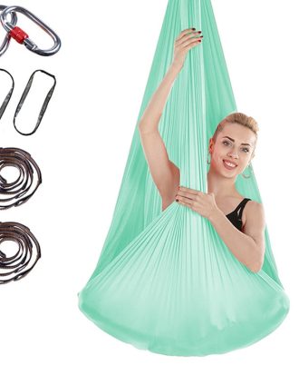Indoor Anti-gravity Yoga Knot-free Aerial Yoga Hammock with Buckle / Extension Strap, Size: 400x280cm(Lake Green)