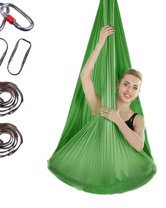 Indoor Anti-gravity Yoga Knot-free Aerial Yoga Hammock with Buckle / Extension Strap, Size: 400x280cm(Green)