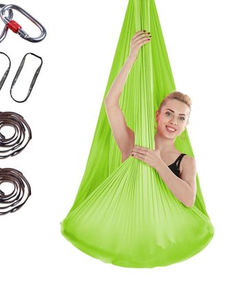 Indoor Anti-gravity Yoga Knot-free Aerial Yoga Hammock with Buckle / Extension Strap, Size: 400x280cm(Grass Green)