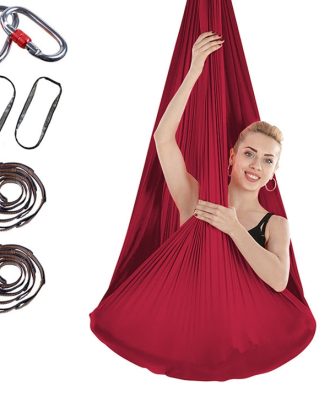 Indoor Anti-gravity Yoga Knot-free Aerial Yoga Hammock with Buckle / Extension Strap, Size: 400x280cm(Wine Red)