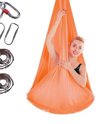 Indoor Anti-gravity Yoga Knot-free Aerial Yoga Hammock with Buckle / Extension Strap, Size: 400x280cm(Orange)