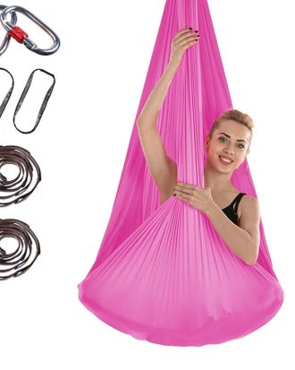 Indoor Anti-gravity Yoga Knot-free Aerial Yoga Hammock with Buckle / Extension Strap, Size: 400x280cm(Rose Red)
