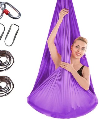 Indoor Anti-gravity Yoga Knot-free Aerial Yoga Hammock with Buckle / Extension Strap, Size: 400x280cm(Dark Purple)