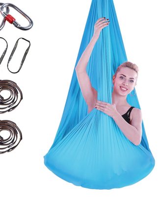 Indoor Anti-gravity Yoga Knot-free Aerial Yoga Hammock with Buckle / Extension Strap, Size: 400x280cm(Sky Blue)
