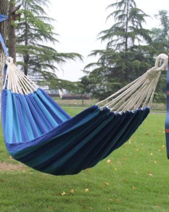 Outdoor Double Thickened Canvas Hammock Indoor Swing, Size:200x100cm(Dark Blue)