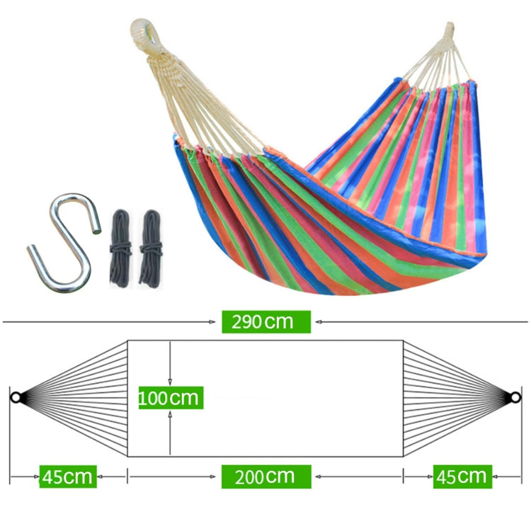 Outdoor Double Thickened Canvas Hammock Indoor Swing, Size:200x100cm(Red White Stripe) - Image 2