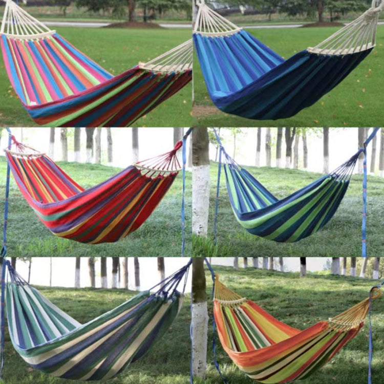 Outdoor Double Thickened Canvas Hammock Indoor Swing, Size:200x100cm(Red White Stripe) - Image 6