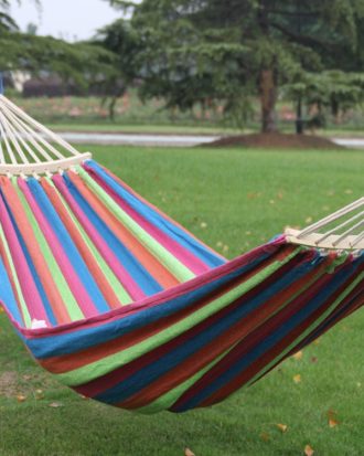 Outdoor Double Thickened Canvas Hammock Indoor Swing with Detachable Curved Rod, Size:200x100cm(Colorful)
