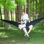 Portable Outdoor Camping Full-automatic Nylon Parachute Hammock with Mosquito Nets, Size : 290 x 140cm (Black)