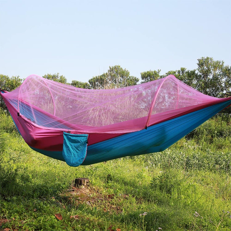 Portable Outdoor Camping Full-automatic Nylon Parachute Hammock with Mosquito Nets, Size : 290 x 140cm (Pink Blue) - Image 2