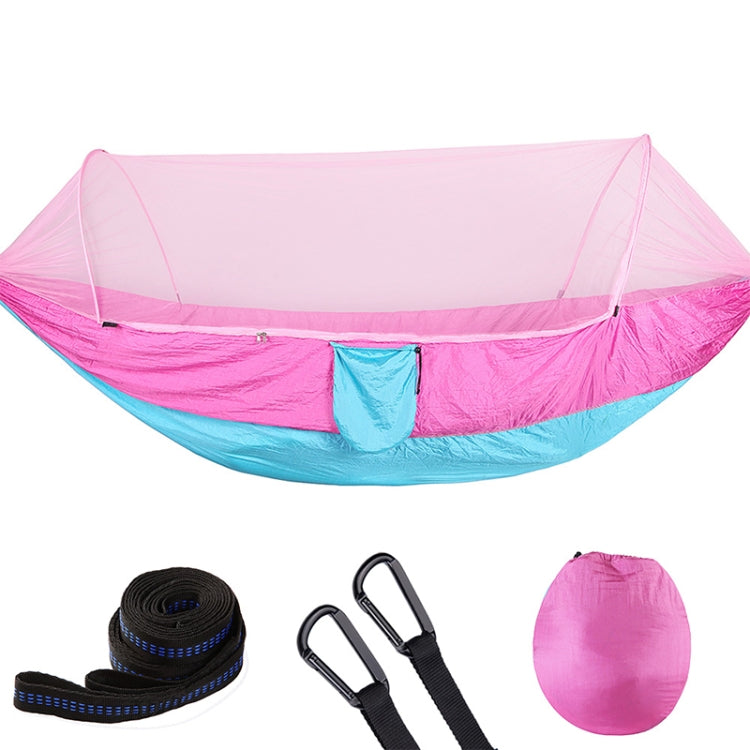 Portable Outdoor Camping Full-automatic Nylon Parachute Hammock with Mosquito Nets, Size : 290 x 140cm (Pink Blue) - Image 3