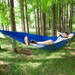 Portable Outdoor Camping Full-automatic Nylon Parachute Hammock with Mosquito Nets, Size : 290 x 140cm (Blue)