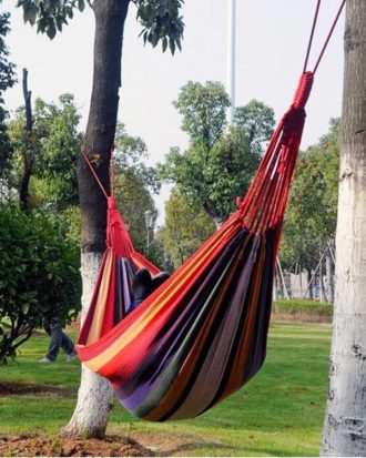 Red Stripe Single Widening Camping Outdoor Canvas Hammock, Size: 190cm x 100cm