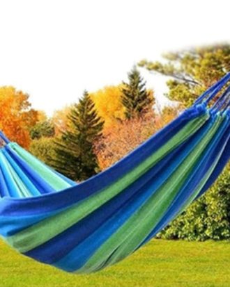 Blue Stripe Single Widening Camping Outdoor Canvas Hammock, Size: 190cm x 100cm