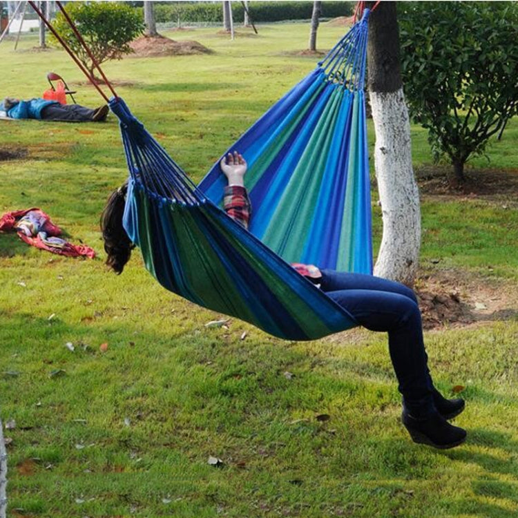 Blue Stripe Single Widening Camping Outdoor Canvas Hammock, Size: 190cm x 100cm - Image 4