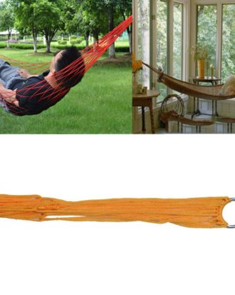 9 Strand Nylon Rope Hammock Portable Camping Leisure Mesh Hammock(Orange)