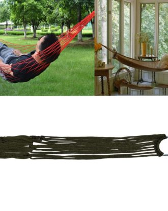 9 Strand Nylon Rope Hammock Portable Camping Leisure Mesh Hammock(Military Green)