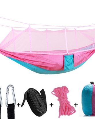 Outdoor Mosquito Net Hammock Camping Ultralight Nylon Double Camping Air Tent, Size:260 x 140 CM(Pink Sky Blue)