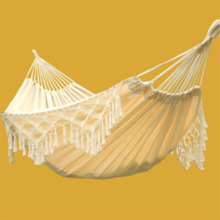 Tassel Hammock Double Canvas Hammock Outdoor Indoor Photography Props, Specification:200x150cm White - Image 2