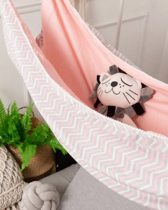 Children Swing Indoor Outdoor Hanging Basket  Household Cartoon Hammock(Pink Wave)