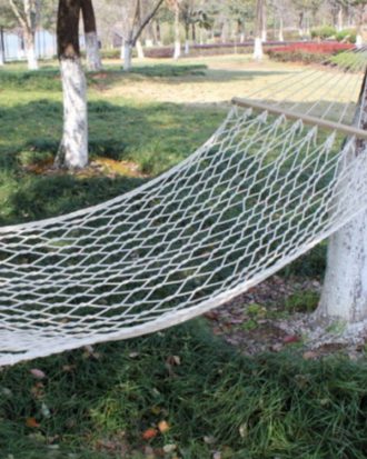 Outdoor Mesh Hammock Cotton Thread Solid Wood Stick Hammock Indoor Swing, Size: 200x80cm