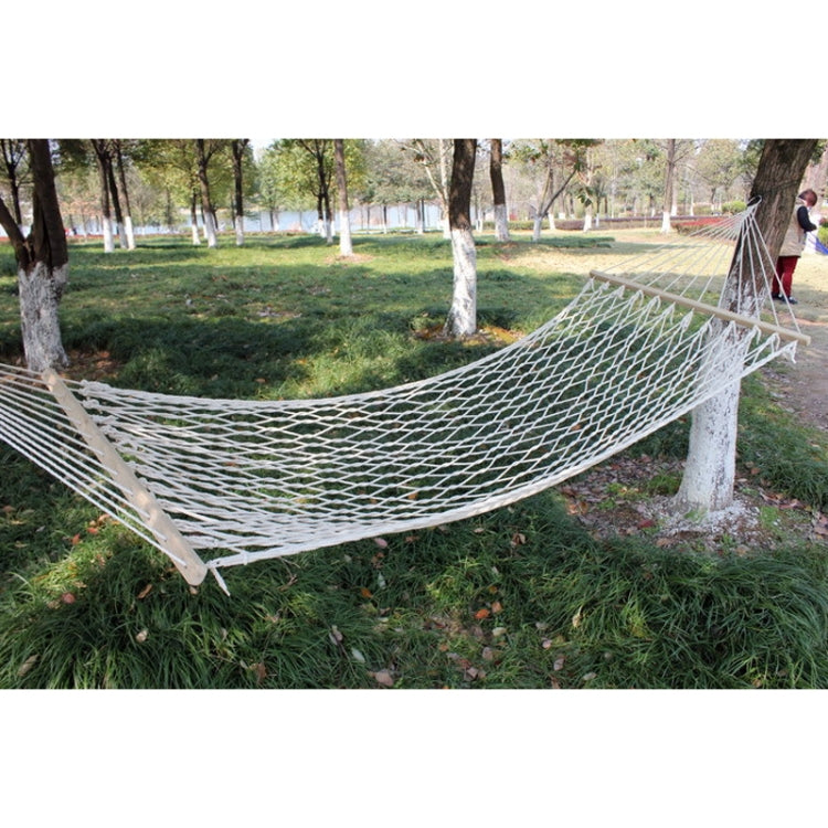 Outdoor Mesh Hammock Cotton Thread Solid Wood Stick Hammock Indoor Swing, Size: 200x80cm - Image 4