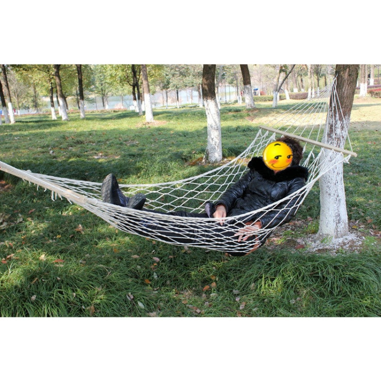 Outdoor Mesh Hammock Cotton Thread Solid Wood Stick Hammock Indoor Swing, Size: 200x80cm - Image 5