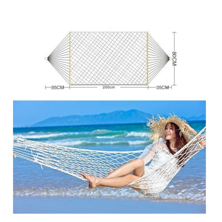 Outdoor Mesh Hammock Cotton Thread Solid Wood Stick Hammock Indoor Swing, Size: 200x80cm - Image 6