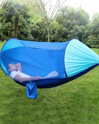 Anti-Rollover Automatic Quick-Opening Mosquito Net Hammock Outdoor Camping Double Anti-Mosquito Hammock, Size: 290x140cm(Blue)