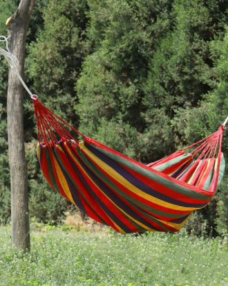 Thick Canvas Hammock Field Rollover Prevention Outdoor  Hammock Swing  260x80 No Stick Single (Red Stripe)