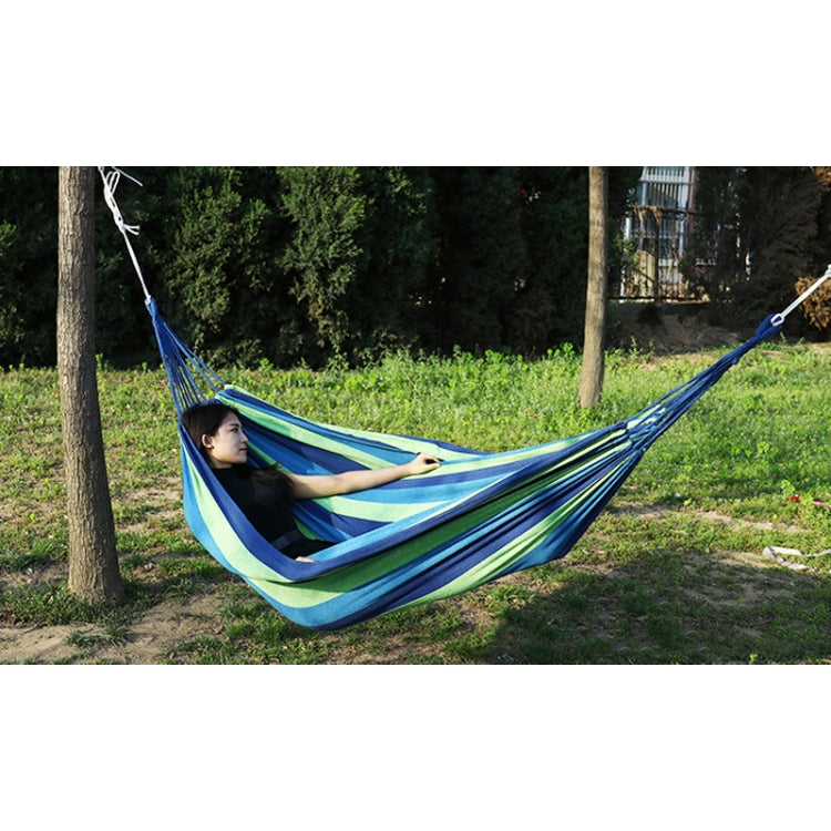 Thick Canvas Hammock Field Rollover Prevention Outdoor Hammock Swing 260x80 Non-stick Single (Blue Stripes) - Image 2