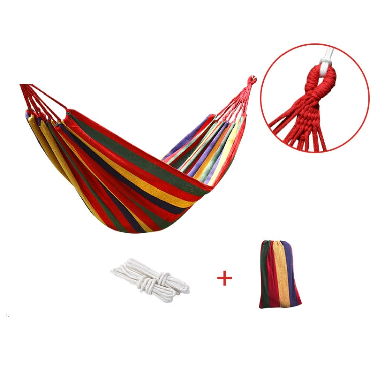 Thick Canvas Hammock Field Rollover Prevention Outdoor Hammock Swing 260x80 Non-stick Single (Blue Stripes) - Image 3