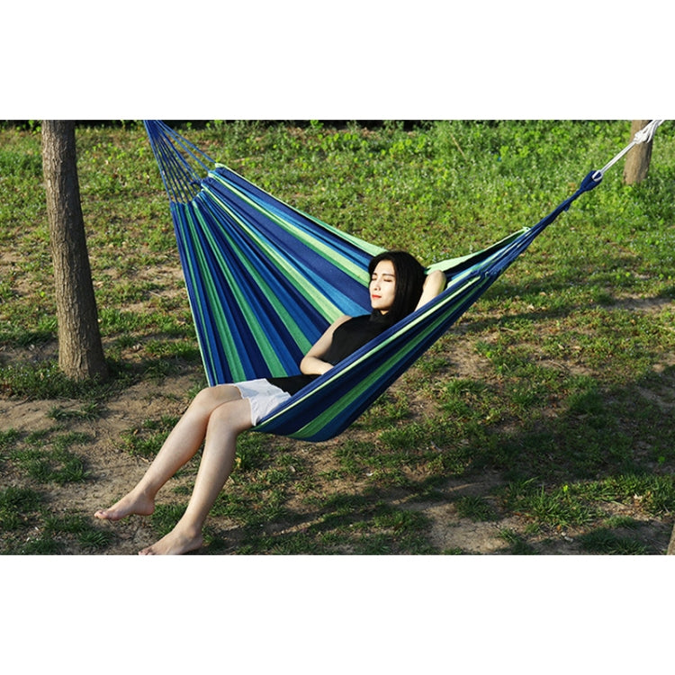 Thick Canvas Hammock Field Rollover Prevention Outdoor Hammock Swing 260x80 Non-stick Single (Blue Stripes) - Image 6