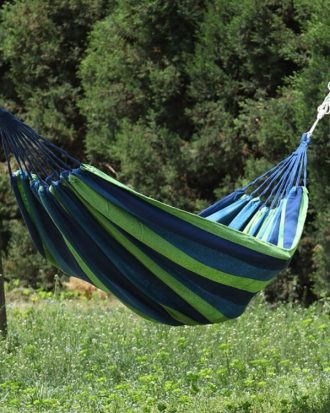 Thick Canvas Hammock Field Rollover Prevention Outdoor  Hammock Swing 260x150 No Stick (Blue Stripes)