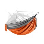 Encryption Mosquito Net Hammock Outdoor Camping Anti-Mosquito Net Gauze Hammock, Size: 260x140cm(Orange Red Grey)
