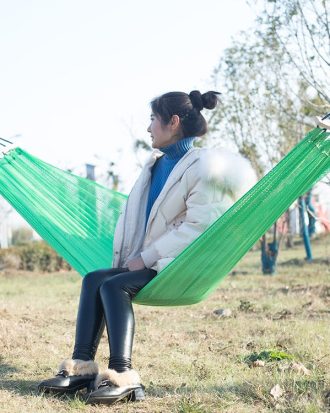 Bending Ice Silk Mesh Hammock Outdoor Hanging Bed Camping  Anti-Sidewall Hammock Swing, Size: 190x130 cm(Green)