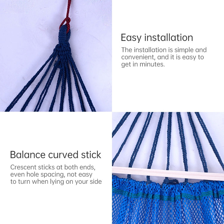 Bending Ice Silk Mesh Hammock Outdoor Hanging Bed Camping Anti-Sidewall Hammock Swing, Size: 190x130 cm(Green) - Image 5