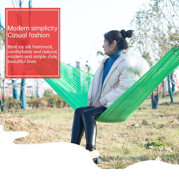 Bending Ice Silk Mesh Hammock Outdoor Hanging Bed Camping Anti-Sidewall Hammock Swing, Size: 190x130 cm(Green) - Image 9
