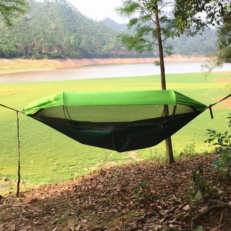 Parachute Cloth Anti-Mosquito Sunshade With Mosquito Net Hammock Outdoor Single Double Swing Off The Ground Aerial Tent 270x140cm Ink Green / Grass Green) - Image 2