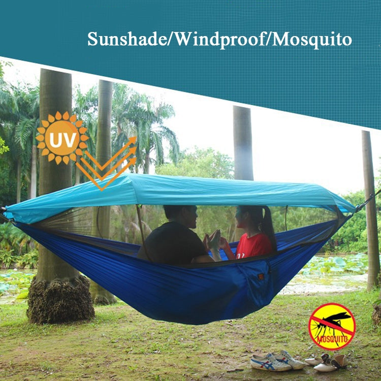 Parachute Cloth Anti-Mosquito Sunshade With Mosquito Net Hammock Outdoor Single Double Swing Off The Ground Aerial Tent 270x140cm Ink Green / Grass Green) - Image 3