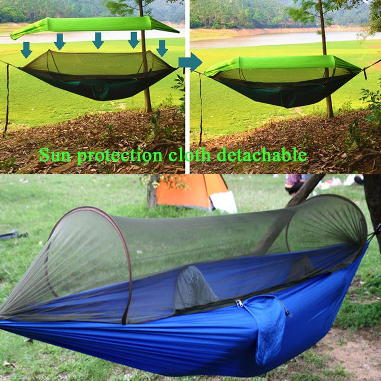 Parachute Cloth Anti-Mosquito Sunshade With Mosquito Net Hammock Outdoor Single Double Swing Off The Ground Aerial Tent 270x140cm Ink Green / Grass Green) - Image 4