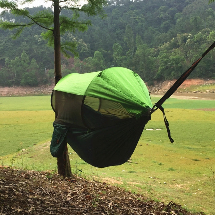 Parachute Cloth Anti-Mosquito Sunshade With Mosquito Net Hammock Outdoor Single Double Swing Off The Ground Aerial Tent 270x140cm Ink Green / Grass Green) - Image 10