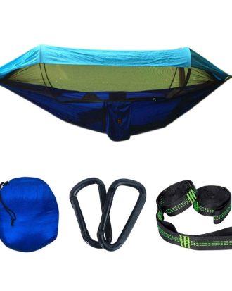 Parachute Cloth Anti-Mosquito Sunshade With Mosquito Net Hammock Outdoor Single Double Swing Off The Ground Aerial Tent 270x140cm (Blue / Light Blue)