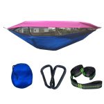 Parachute Cloth Anti-Mosquito Sunshade With Mosquito Net Hammock Outdoor Single Double Swing Off The Ground Aerial Tent 270 x 140cm (Pink Blue)
